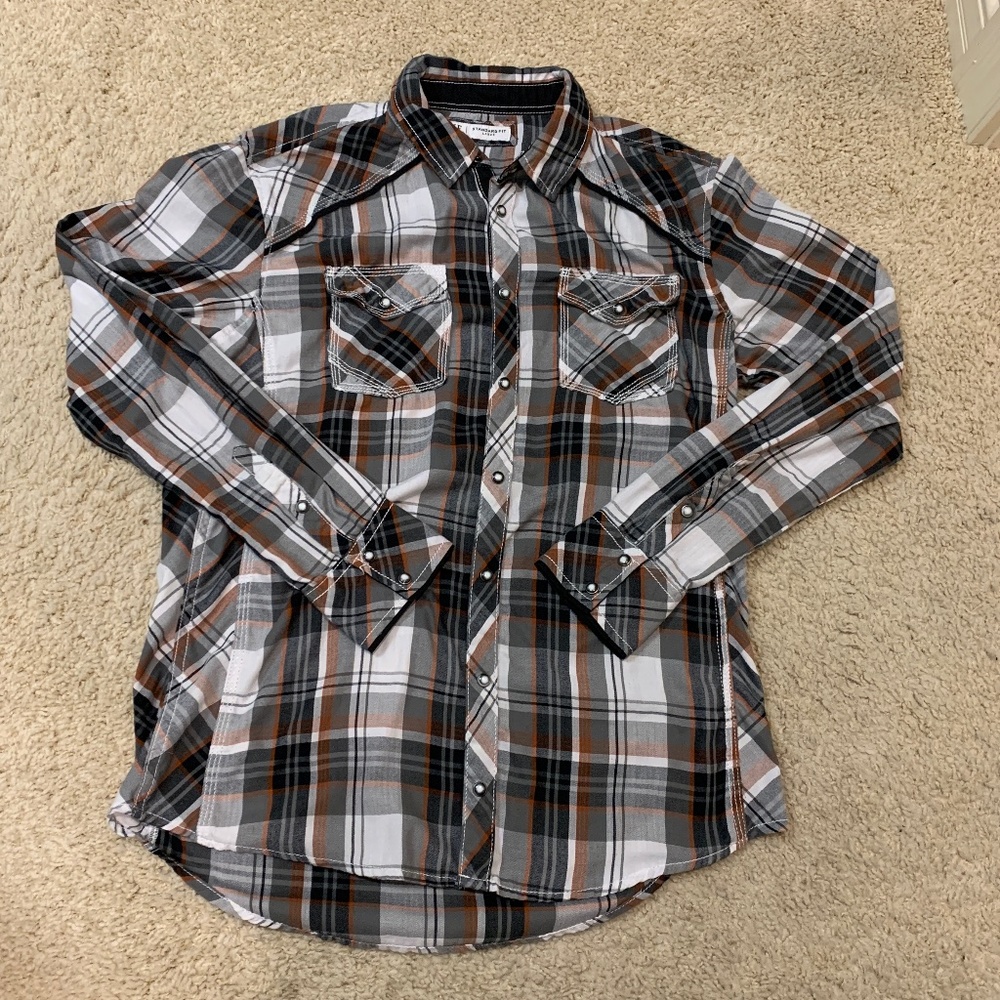 BKE Pearl Snap Button Down Shirt size Large